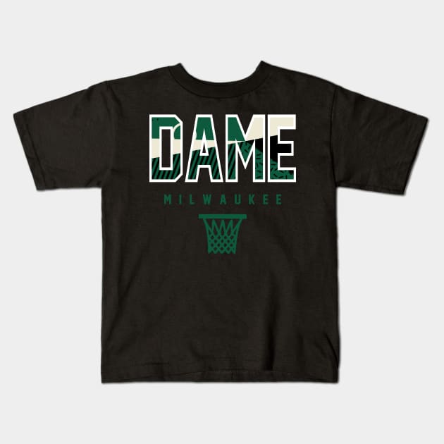 Dame Milwaukee Basketballl Warmup Kids T-Shirt by funandgames